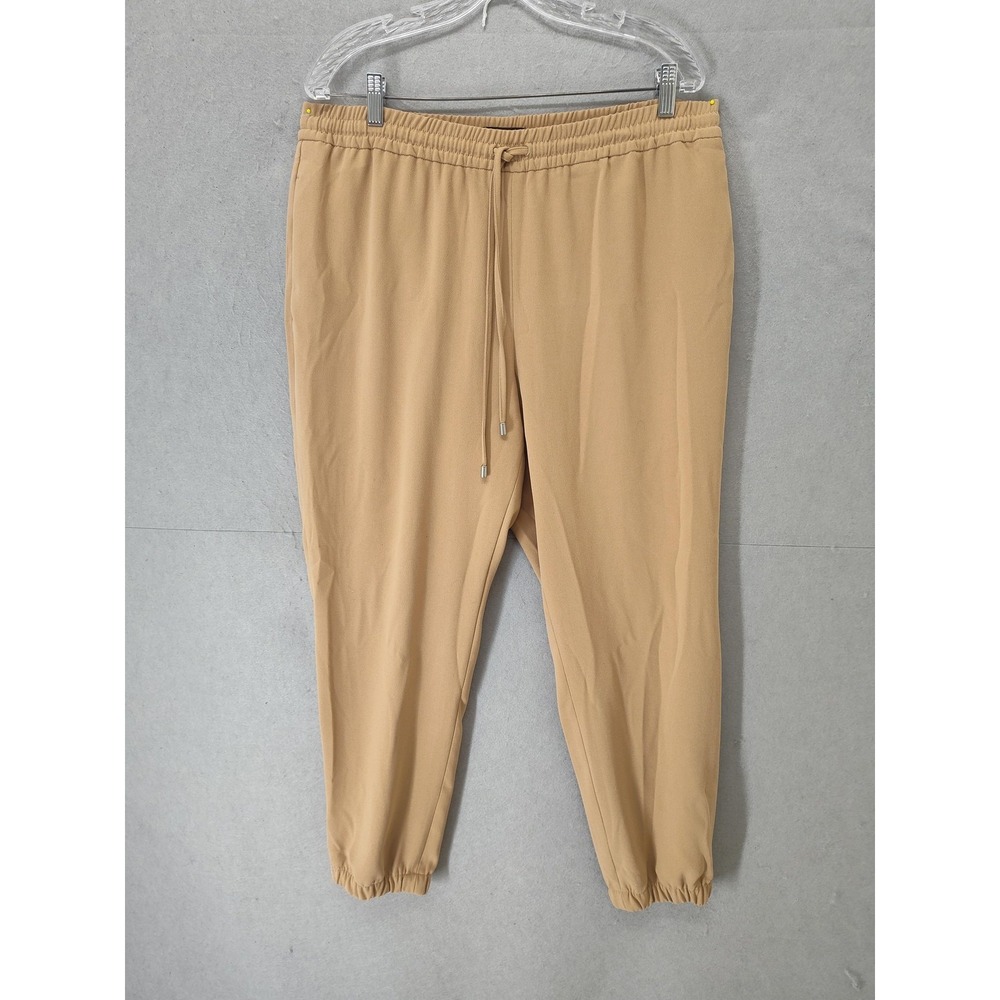 Express Pants Womens Large Tan Ankle‎ High Rise Elastic Waist Joggers Polyester
